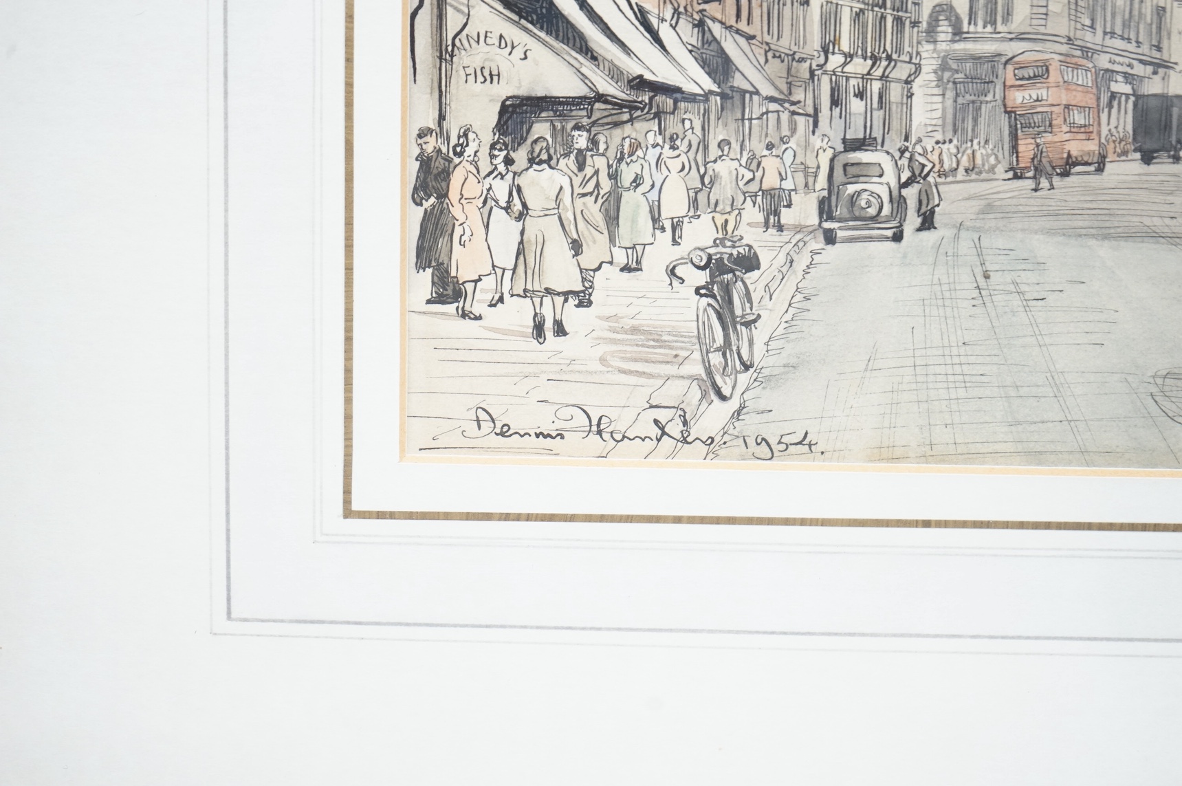 Dennis Flanders RBA RWS (1915-1994), two ink and watercolours, comprising: ‘St. Paul's Parish Church’ and ‘Deptford Town Hall and Newcross Road’, each signed and dated, largest 30 x 43cm. Condition - fair